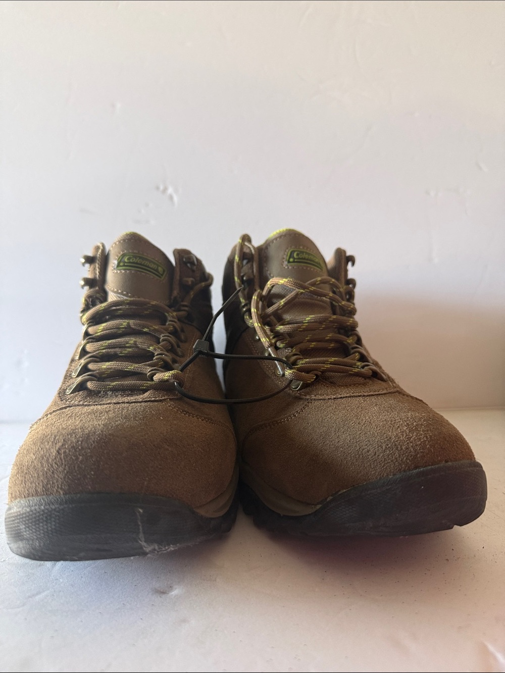 Coleman Brown Suede Men's Hiking Boots with Olive Lace Accents